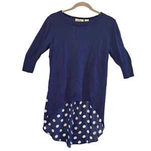 Isabella's Closet Blue Faux Layered Polka Dot Tunic Size Medium